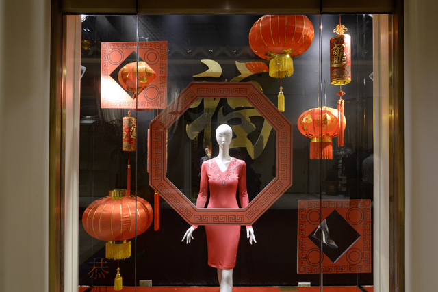 A store display at Wynn is seen decorated for Chinese New Year Friday, Jan.  20, 2017. (Sam Morris/Las Vegas News Bureau)