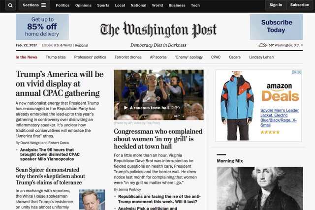 Washington Post has a new site slogan | Las Vegas