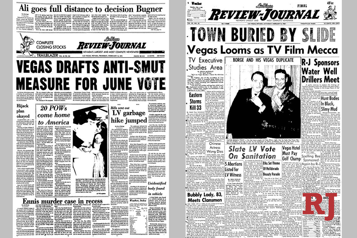 Las Vegas history shown in news pages over decades