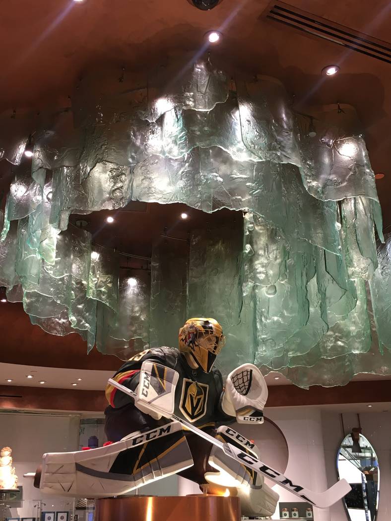 A chocolate Marc-André Fleury stands at the Bellagio Hotel in Las