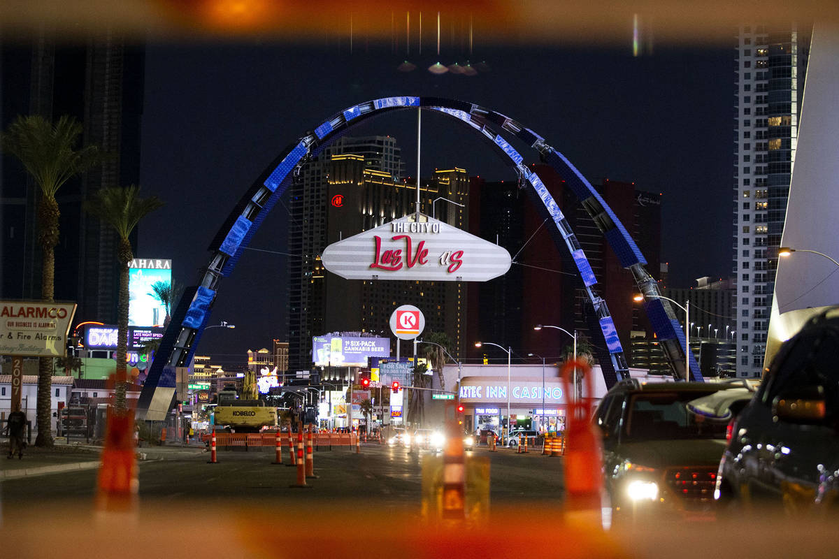 New downtown Las Vegas arches nearly completed, Downtown