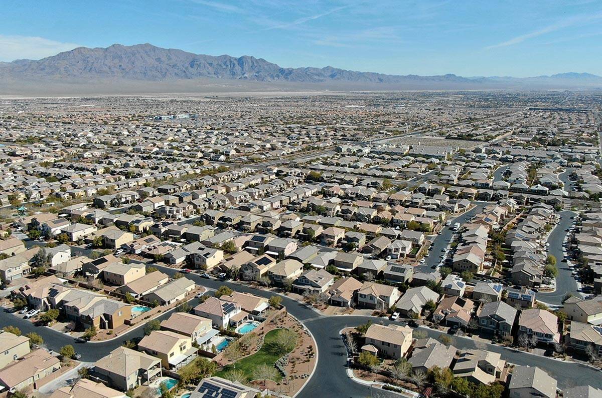 An aerial view of the Providence housing development near Knickerbocker Park in Las Vegas on Tu ...