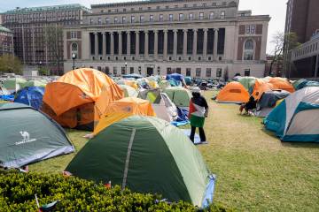 FILE - Student protesters on Columbia University campus on April 30, 2024, in New York. Columbi ...