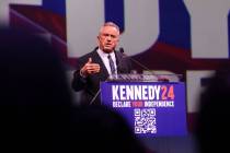 Independent presidential candidate Robert F. Kennedy Jr. speaks to a crowd at Area 15 in Las Ve ...