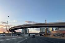 The under construction Interstate 15 southbound to Tropicana Avenue eastbound flyover ramp as s ...